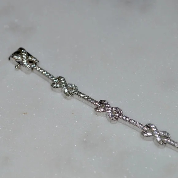 Solid 925 Sterling Silver Cubic Zirconia Bracelet (Discounted Shippingπ) - Picture 2 of 5
